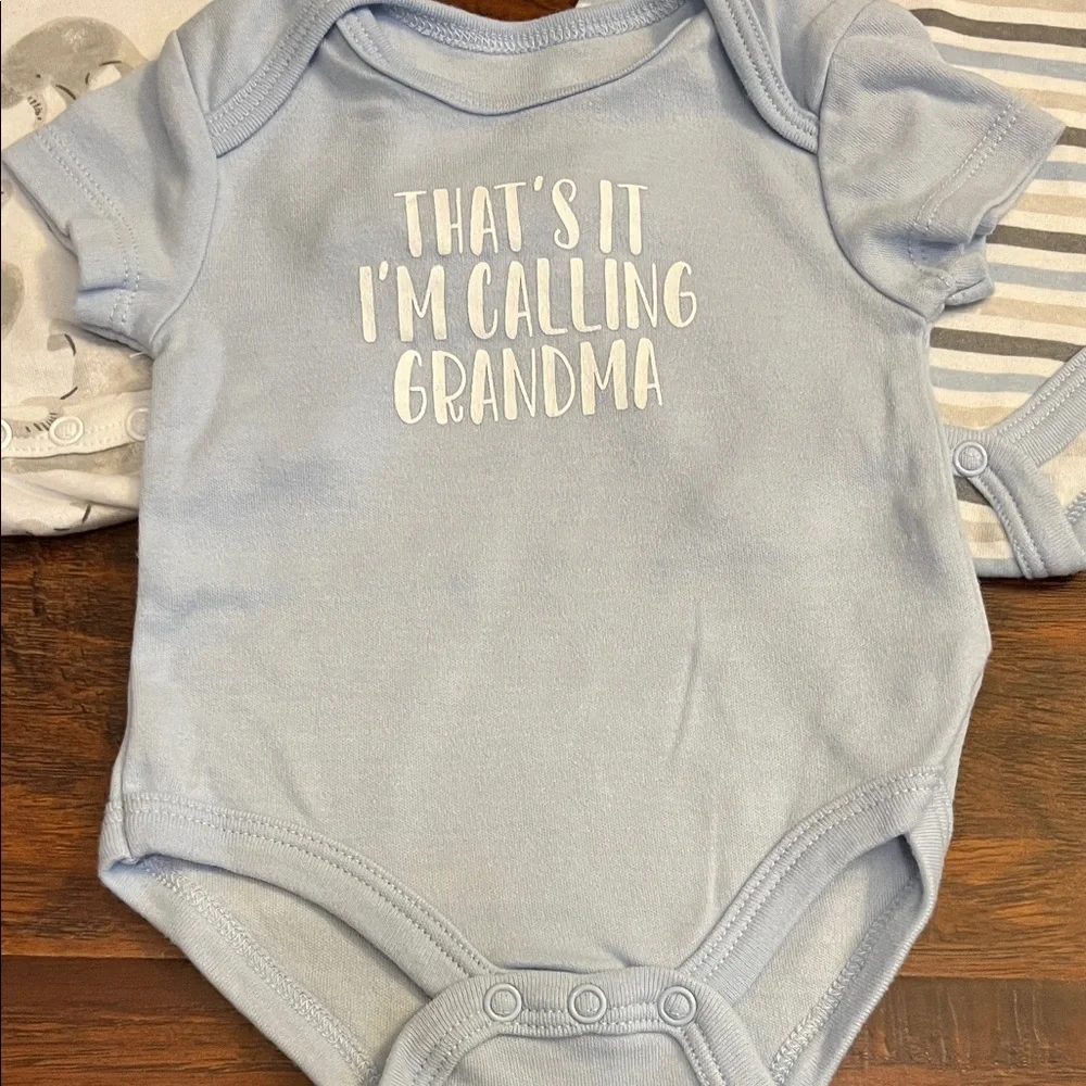 ⭐️⭐️ PICK 5 / $20 3 Baby One-Piece Bodysuits in Light Blue and Gray 6M